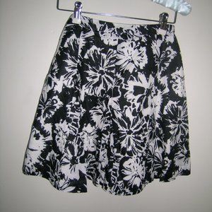 Ann Taylor Loft Lined  Floral Black White Mini